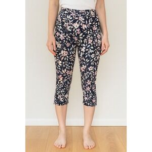 Gloria Vanderbilt Amanda Floral Print Capri Pants Women's 16W Black
